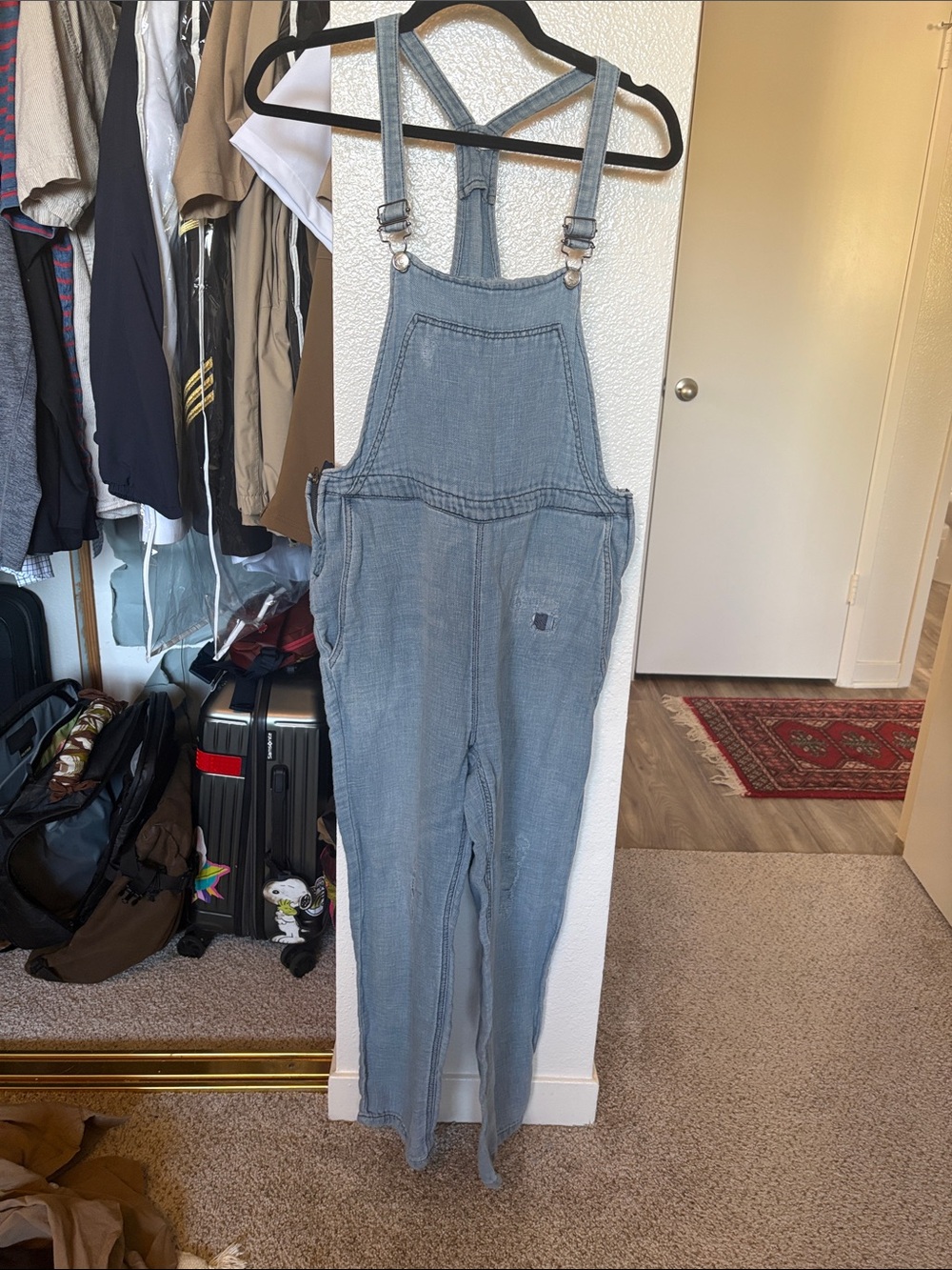 Free People Light Blue Denim Overalls - Relaxed Fit